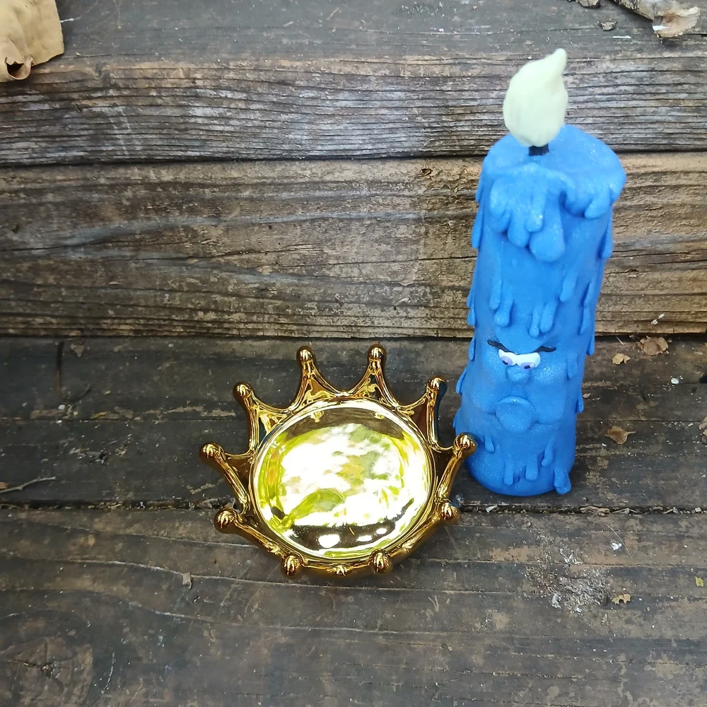 Blue Drip Candle with Gold Holder - Picture 8 of 9